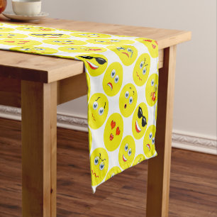 Yellow Emoji Pattern Short Table Runner