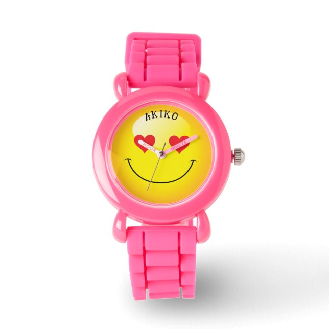 Yellow Emoji Smiling Face Decora Kei Watch (Front)