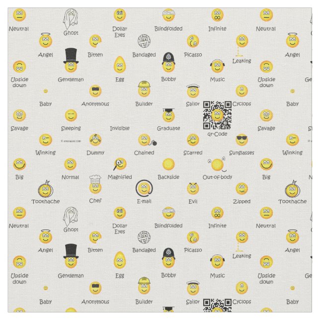 Yellow Emoticons Fabric (Close Up)