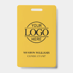 Yellow Employee ID with Custom Business Logo Badge