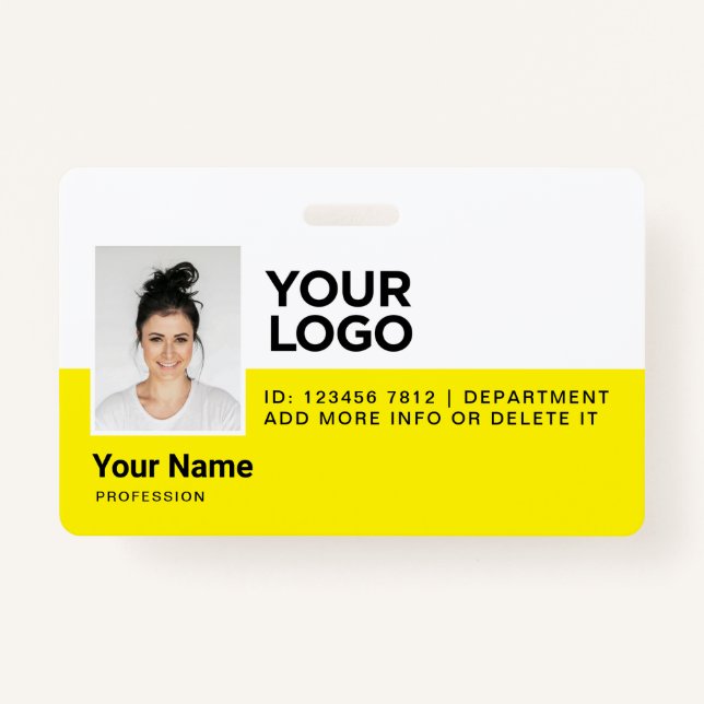 Yellow Employee Modern Photo ID Security ID Badge (Front)