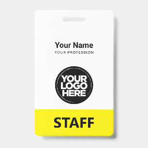 yellow Employee Name Business Logo Qr Code ID Badge