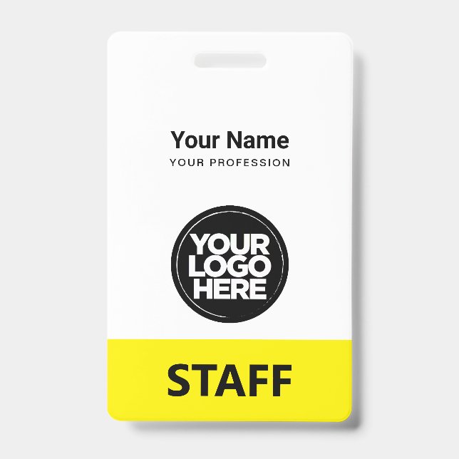 yellow Employee Name Business Logo Qr Code ID Badge (Front)
