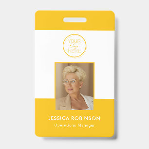 Yellow Employee Photo ID Security Badge with Logo