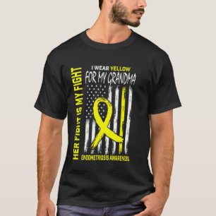 Yellow Endometriosis Awareness Grandma USA Flag He T-Shirt