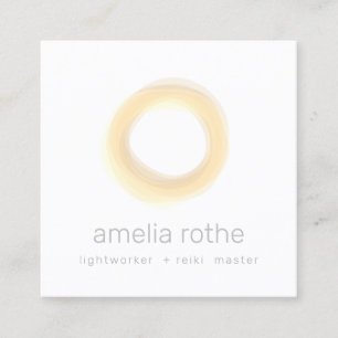 Yellow Energy Healer Circle Square Business Card