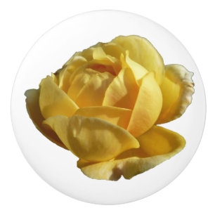 Yellow English Rose Ceramic Knob