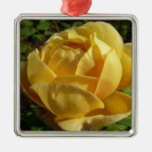 Yellow English Rose Metal Tree Decoration