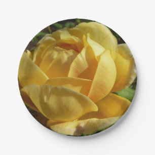 Yellow English Rose Paper Plate