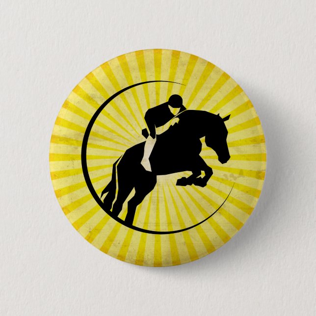 Yellow Equestrian 6 Cm Round Badge (Front)