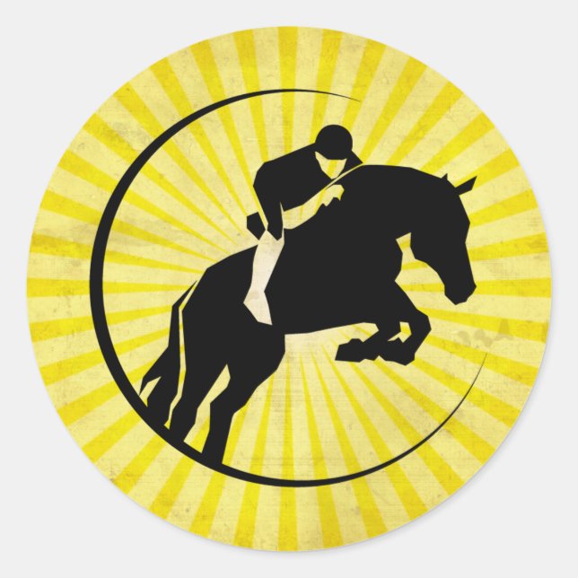 Yellow Equestrian Classic Round Sticker (Front)