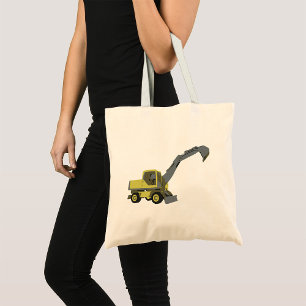 Yellow Excavator Construction Machinery Tote Bag