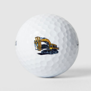 Yellow Excavator Machinery Golf Balls