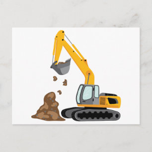 Yellow Excavator Postcard