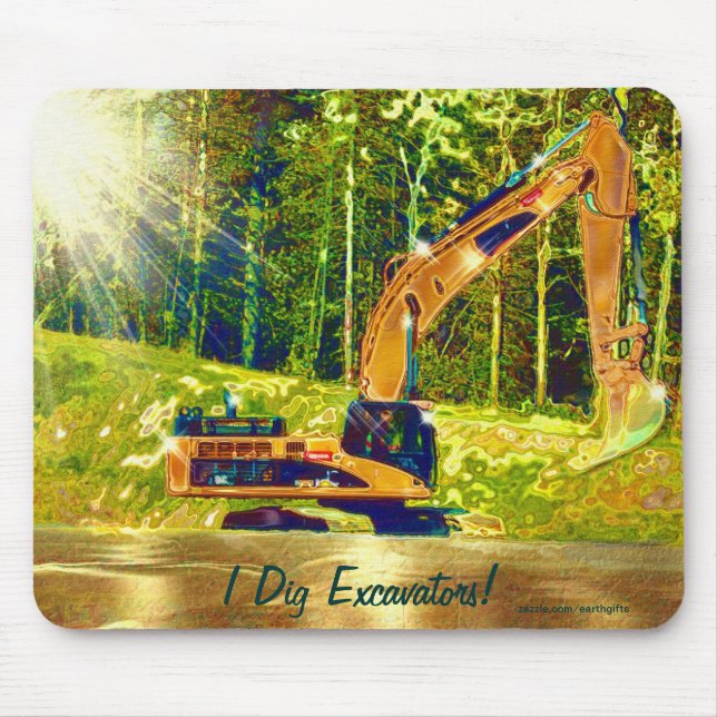 Yellow Excavator Power Shovel Art Mousepad (Front)
