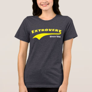 Yellow Extrovert Typography Swoosh Custom Date Tri-Blend Shirt