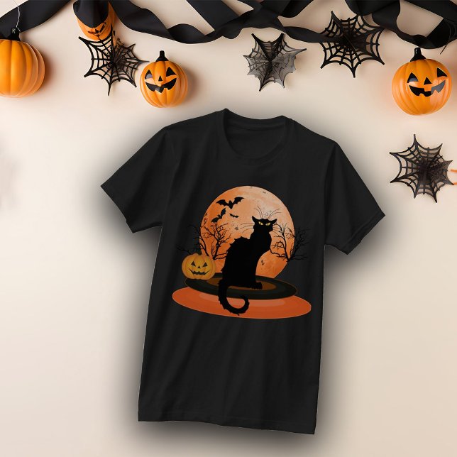 Yellow Eye Black Halloween Cat T-Shirt (Creator Uploaded)