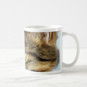 Yellow Eyed Calico Cat Realistic Pet Portrait Coffee Mug