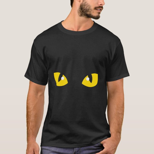 Yellow Eyes Black Cat T-Shirt (Front)