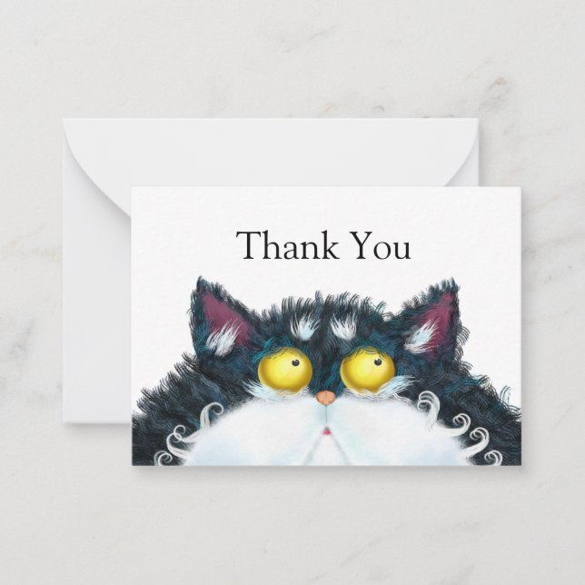 Yellow Eyes Cat Thank You Card (Front)
