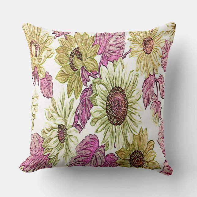 Yellow Fabric Flowers Cushion (Front)