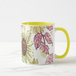 Yellow Fabric Flowers Mug