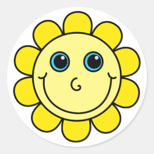Yellow Face Flower Classic Round Sticker