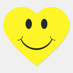Yellow Face Heart Stickers