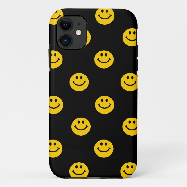 Yellow Face Pattern on Black Case-Mate iPhone Case (Back)