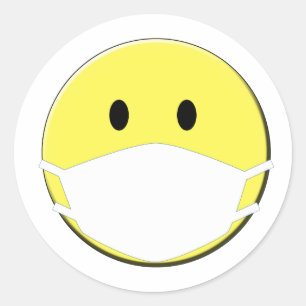 Yellow Face Wearing a Mask Classic Round Sticker
