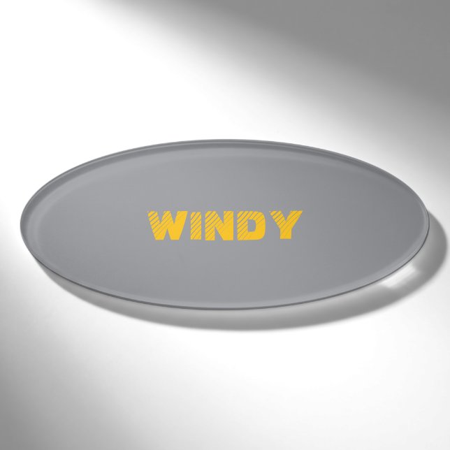 Yellow faded custom text on grey  name tag (Front)