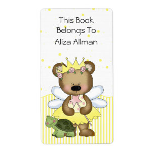 Yellow Fairy Bear Bookplate Label