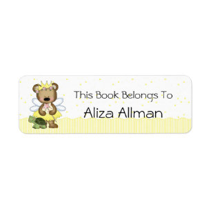 Yellow Fairy Bear Bookplate Label