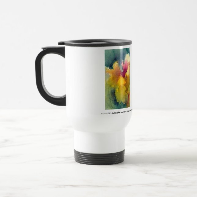 Yellow Fairy Iris Insulated Travel Mug (Left)