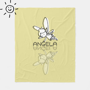 Yellow Fairy Reflection Doodle Custom Name Fleece Blanket