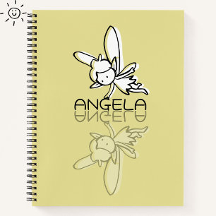 Yellow Fairy Reflection Doodle Custom Name Notebook