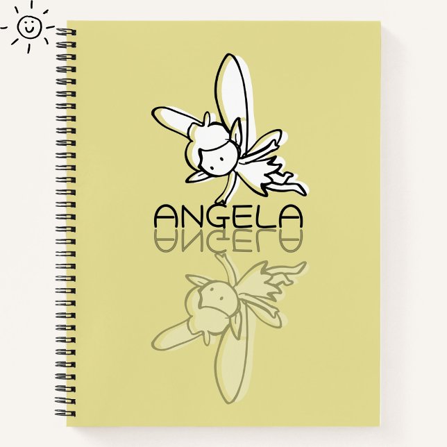Yellow Fairy Reflection Doodle Custom Name  Notebook (Creator Uploaded)