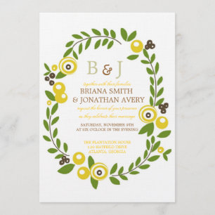 Yellow Fall Floral Wedding Invitations