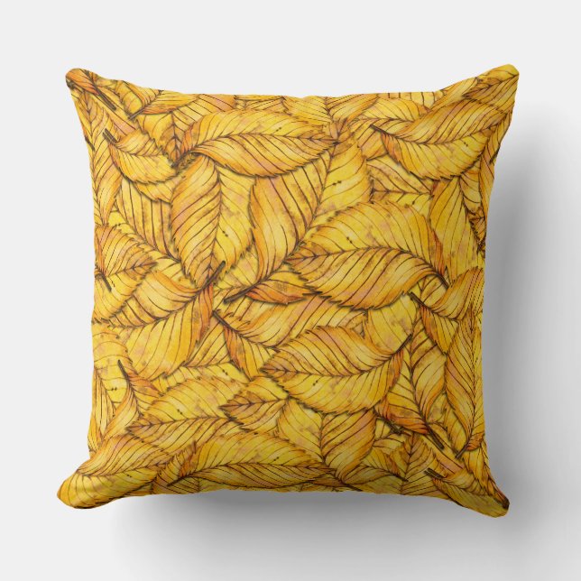 Yellow Fall Leafs Cushion (Front)