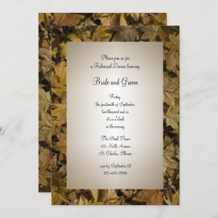 Yellow Fallen Leaves Wedding Rehearsal Dinner Invitation