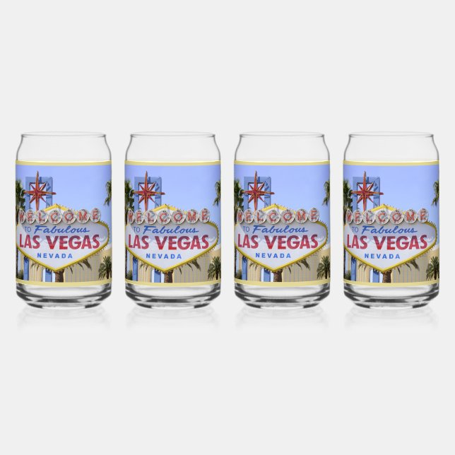 Yellow Family Las Vegas Nevada Welcome Sign  Can Glass (Front)