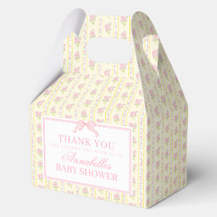 Yellow Fancy Floral Baby Shower Gable Favour Box