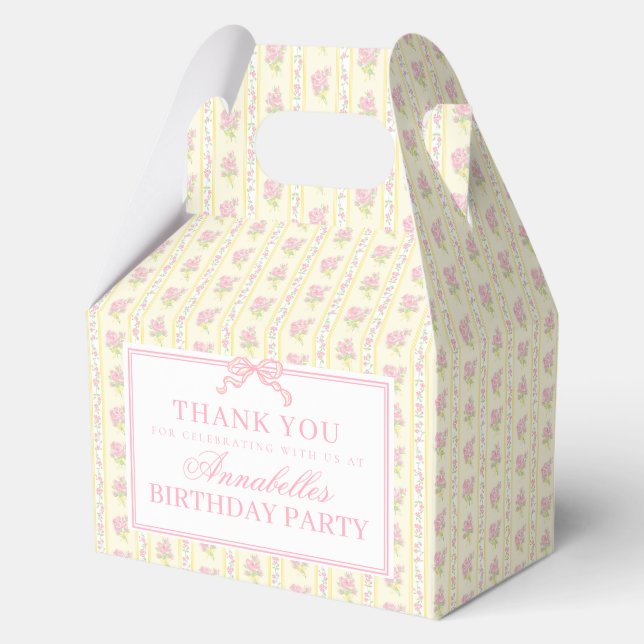Yellow Fancy Floral Birthday Party Gable Favour Box (Front)