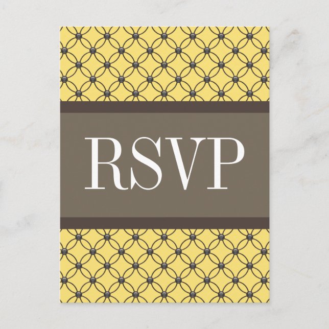 Yellow Fancy Lattice RSVP Postcard (Front)