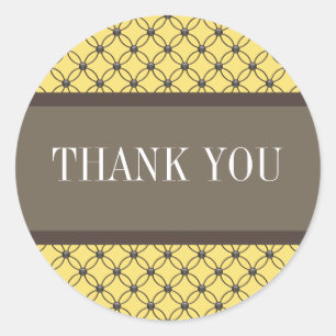 Yellow Fancy Lattice Thank You Stickers