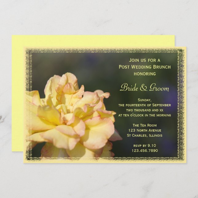 Yellow Fancy Rose Post Wedding Brunch Invitation (Front/Back)