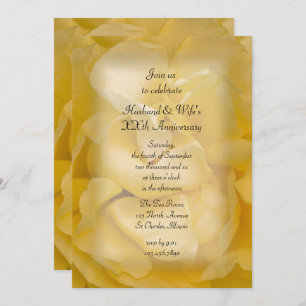 Yellow Fancy Rose Wedding Anniversary Party Invitation