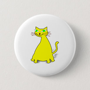 Yellow Fat Cat 6 Cm Round Badge