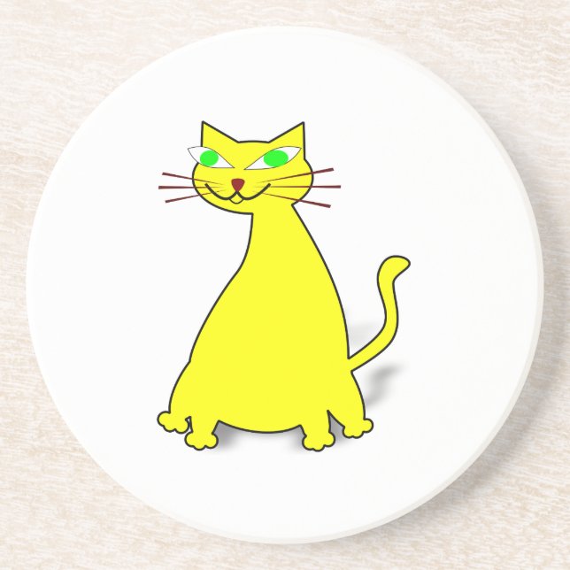 Yellow Fat Cat Coaster (Front)