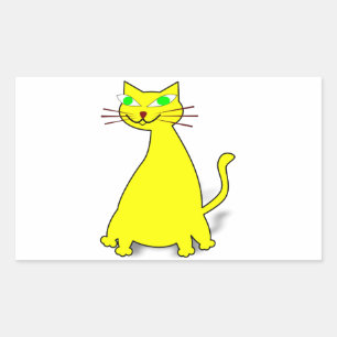 Yellow Fat Cat Rectangular Sticker